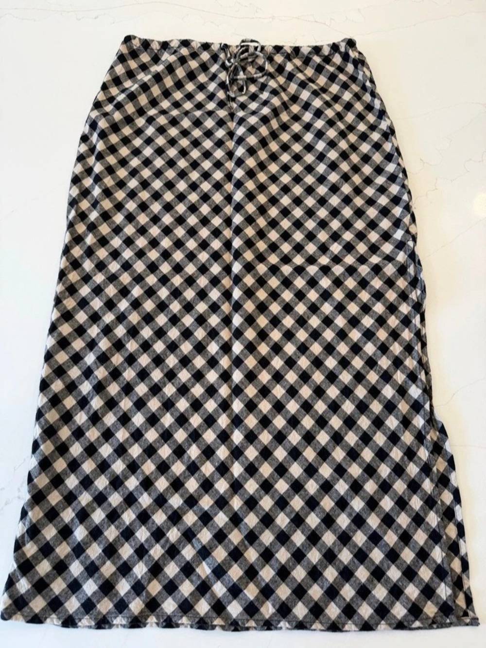 Gap Linen-Blend Midi Skirt Gingham Midi Skirt Black & Cream Medium